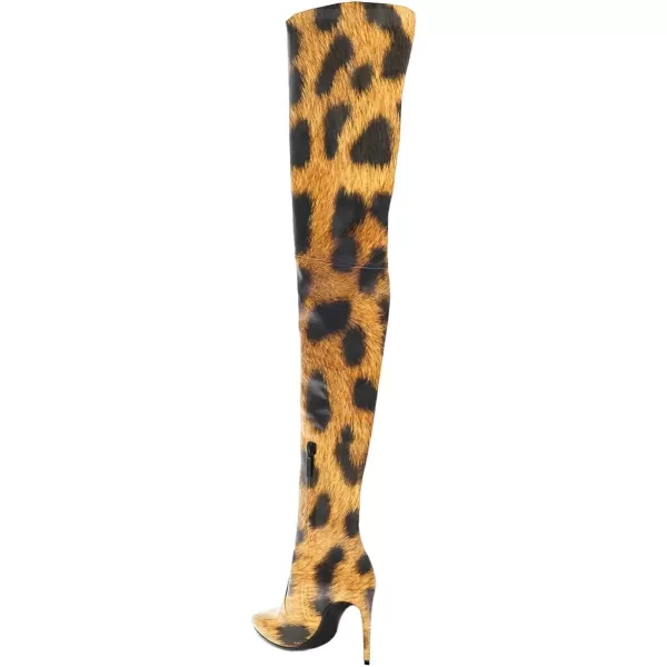 imageFSJ Women Fashion Pointed Toe Stiletto Heel Thigh High Over The Knee Boots Pull On Side Zipper Patent Leather Winter Shoes Size 415 USLeopard