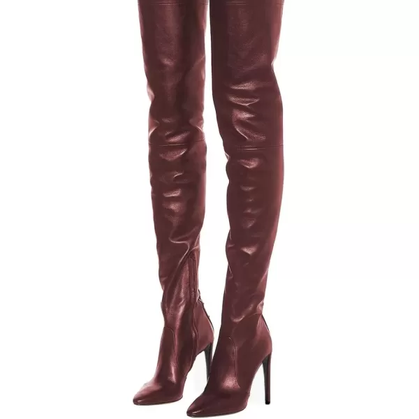 imageFSJ Women Fashion Pointed Toe Stiletto Heel Thigh High Over The Knee Boots Pull On Side Zipper Patent Leather Winter Shoes Size 415 USMarron