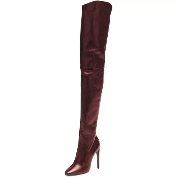 imageFSJ Women Fashion Pointed Toe Stiletto Heel Thigh High Over The Knee Boots Pull On Side Zipper Patent Leather Winter Shoes Size 415 USMarron