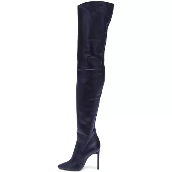 imageFSJ Women Fashion Pointed Toe Stiletto Heel Thigh High Over The Knee Boots Pull On Side Zipper Patent Leather Winter Shoes Size 415 USNavy