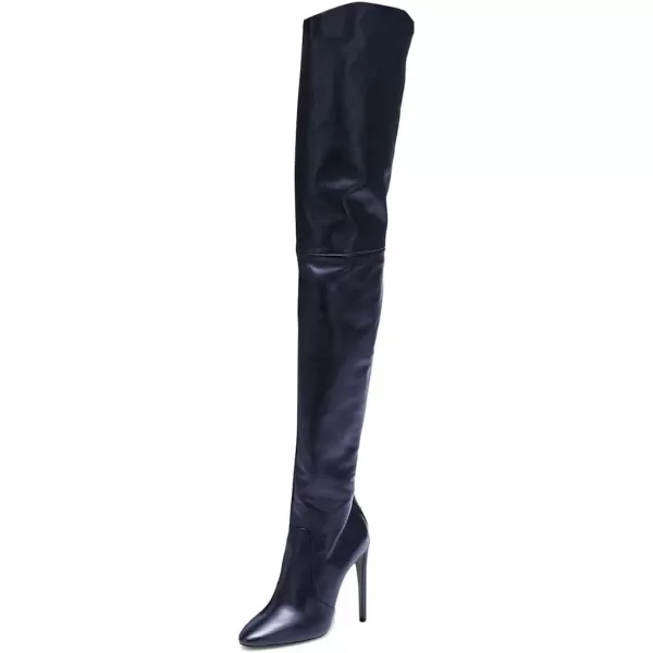 imageFSJ Women Fashion Pointed Toe Stiletto Heel Thigh High Over The Knee Boots Pull On Side Zipper Patent Leather Winter Shoes Size 415 USNavy