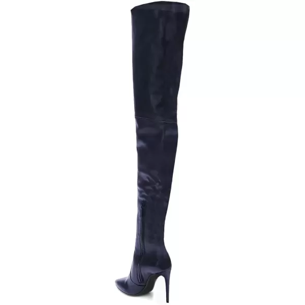 imageFSJ Women Fashion Pointed Toe Stiletto Heel Thigh High Over The Knee Boots Pull On Side Zipper Patent Leather Winter Shoes Size 415 USNavy