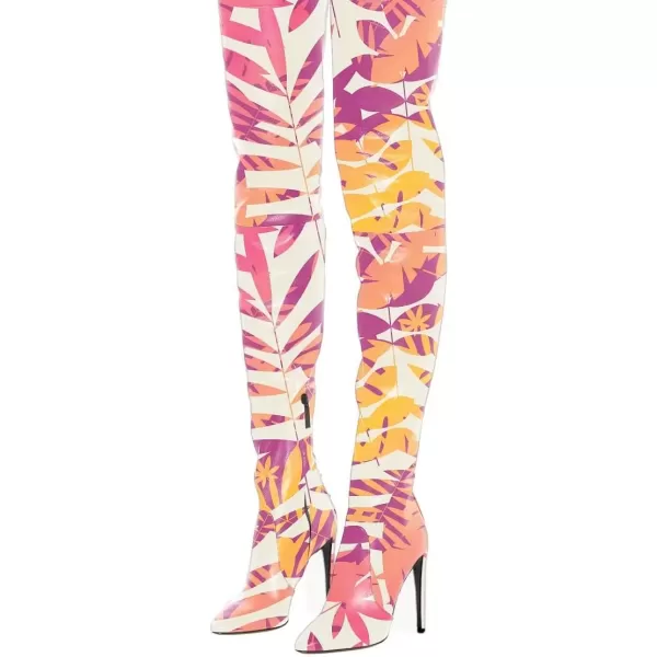 imageFSJ Women Fashion Pointed Toe Stiletto Heel Thigh High Over The Knee Boots Pull On Side Zipper Patent Leather Winter Shoes Size 415 USPink Fall