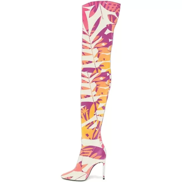 imageFSJ Women Fashion Pointed Toe Stiletto Heel Thigh High Over The Knee Boots Pull On Side Zipper Patent Leather Winter Shoes Size 415 USPink Fall