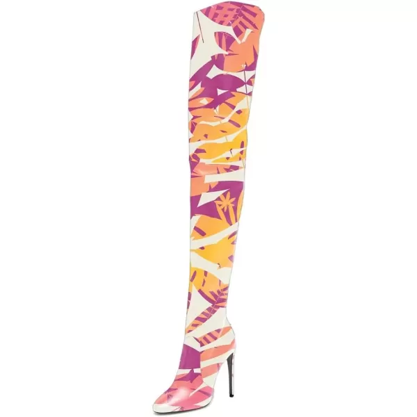imageFSJ Women Fashion Pointed Toe Stiletto Heel Thigh High Over The Knee Boots Pull On Side Zipper Patent Leather Winter Shoes Size 415 USPink Fall