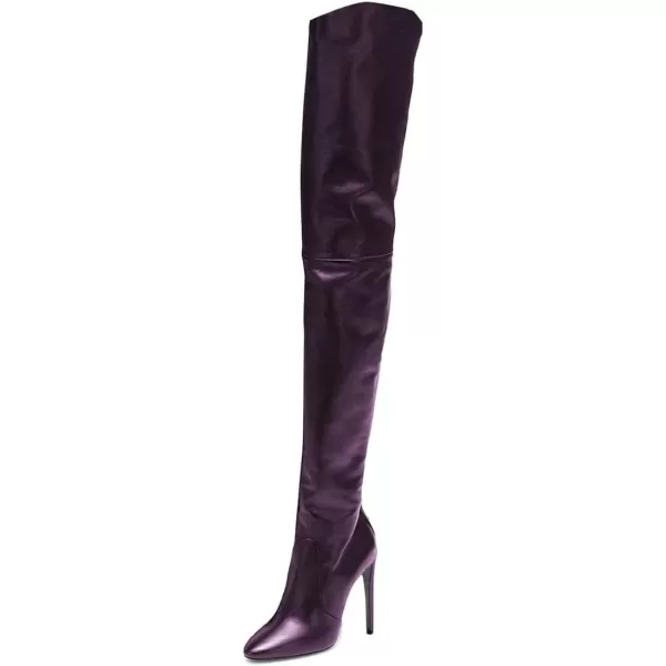 imageFSJ Women Fashion Pointed Toe Stiletto Heel Thigh High Over The Knee Boots Pull On Side Zipper Patent Leather Winter Shoes Size 415 USPurple