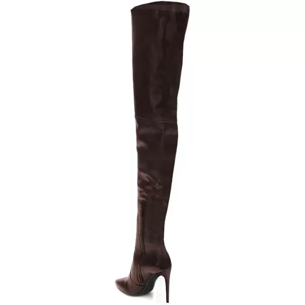 imageFSJ Women Fashion Pointed Toe Stiletto Heel Thigh High Over The Knee Boots Pull On Side Zipper Patent Leather Winter Shoes Size 415 USSaddlebrown