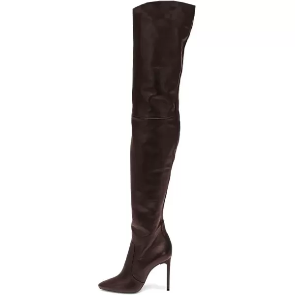imageFSJ Women Fashion Pointed Toe Stiletto Heel Thigh High Over The Knee Boots Pull On Side Zipper Patent Leather Winter Shoes Size 415 USSaddlebrown