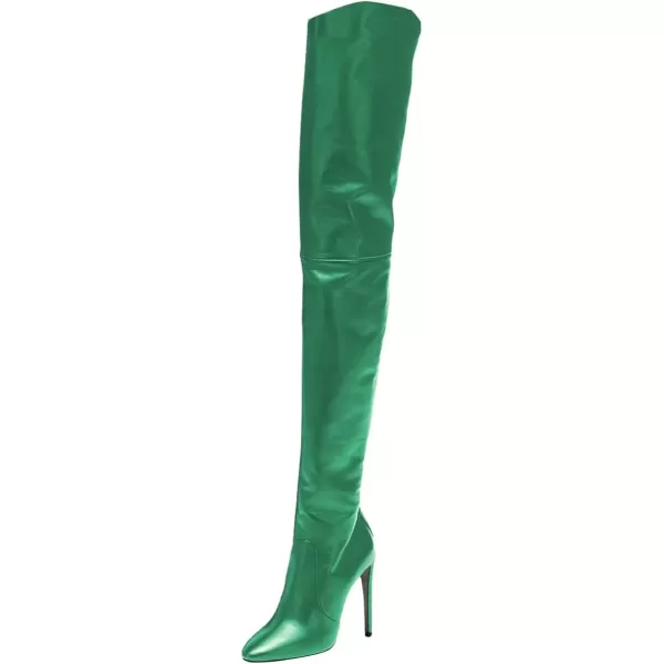 imageFSJ Women Fashion Pointed Toe Stiletto Heel Thigh High Over The Knee Boots Pull On Side Zipper Patent Leather Winter Shoes Size 415 USSea Green
