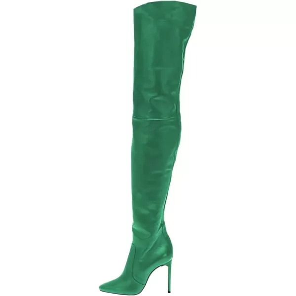 imageFSJ Women Fashion Pointed Toe Stiletto Heel Thigh High Over The Knee Boots Pull On Side Zipper Patent Leather Winter Shoes Size 415 USSea Green