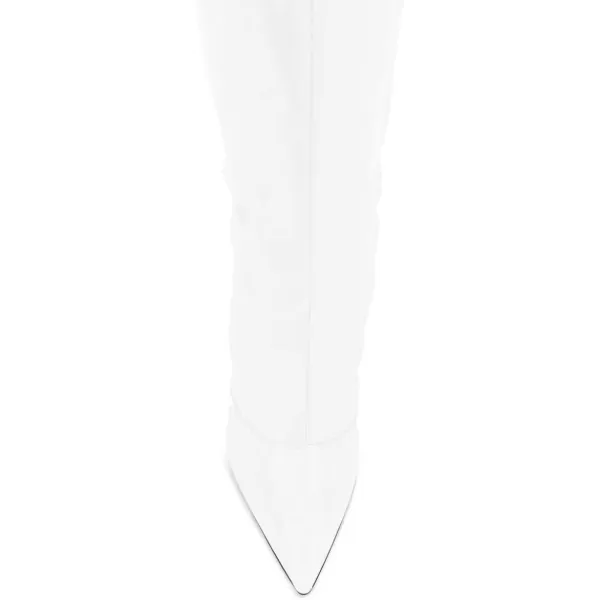 imageFSJ Women Fashion Pointed Toe Stiletto Heel Thigh High Over The Knee Boots Pull On Side Zipper Patent Leather Winter Shoes Size 415 USWhite