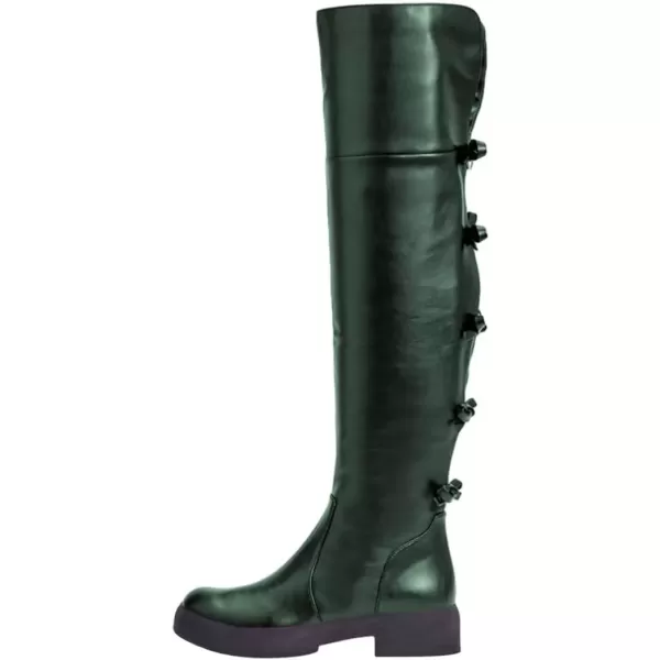 imageFSJ Women Over The Knee Boots Round Toe Side Zipper Low Block Heel Flat Long Booties Small Bow Decor Fashion Dress Thigh High Boots Size 415 USDark Green