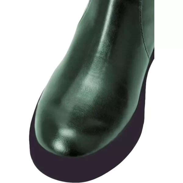 imageFSJ Women Over The Knee Boots Round Toe Side Zipper Low Block Heel Flat Long Booties Small Bow Decor Fashion Dress Thigh High Boots Size 415 USDark Green