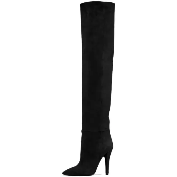imageFSJ Women Sexy Thigh High Long Boots Over The Knee Cone High Heels Stretch Winter Dress Shoes SizeBlack