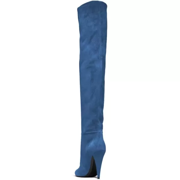 imageFSJ Women Sexy Thigh High Long Boots Over The Knee Cone High Heels Stretch Winter Dress Shoes SizeBlue