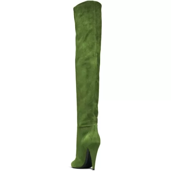 imageFSJ Women Sexy Thigh High Long Boots Over The Knee Cone High Heels Stretch Winter Dress Shoes SizeGreen