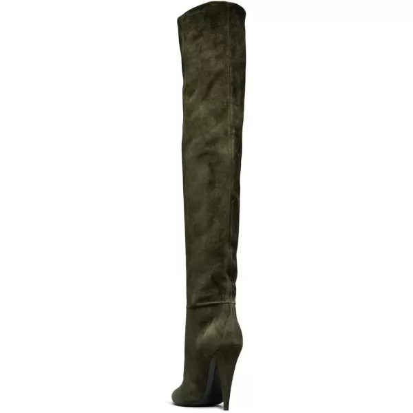 imageFSJ Women Sexy Thigh High Long Boots Over The Knee Cone High Heels Stretch Winter Dress Shoes SizeOlive