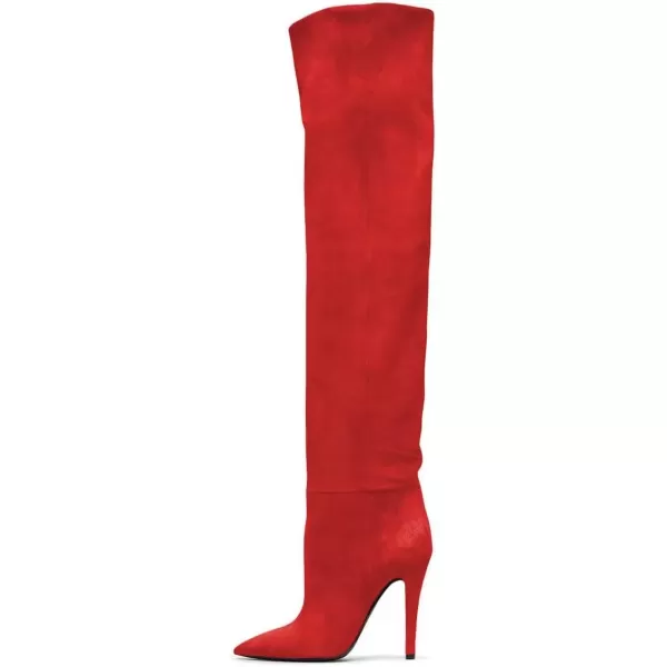imageFSJ Women Sexy Thigh High Long Boots Over The Knee Cone High Heels Stretch Winter Dress Shoes SizeRed