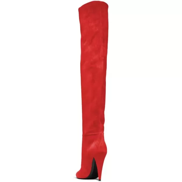 imageFSJ Women Sexy Thigh High Long Boots Over The Knee Cone High Heels Stretch Winter Dress Shoes SizeRed