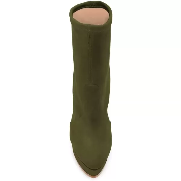 imageFSJ Women Stylish ankle Boots Thin High Heel Platform Pointed Toe Suede Party Office Daily Shoes Size 415 USGreen