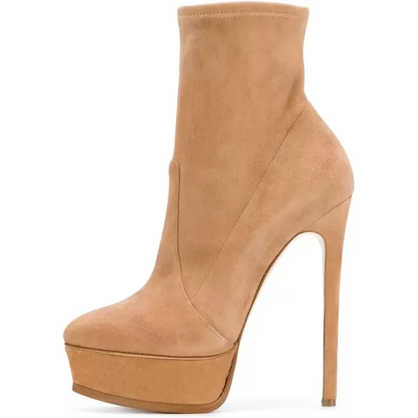 imageFSJ Women Stylish ankle Boots Thin High Heel Platform Pointed Toe Suede Party Office Daily Shoes Size 415 USPeru