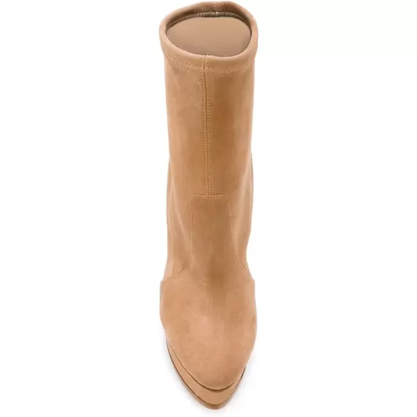 imageFSJ Women Stylish ankle Boots Thin High Heel Platform Pointed Toe Suede Party Office Daily Shoes Size 415 USPeru