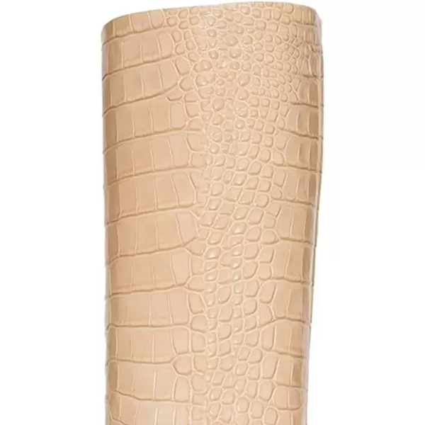 imageFSJ Women Trendy Studded Knee High Stretch Long Boots Pointed Toe Crystal Block Chunky Heel Comfort Winter Warm Faux Suede Pull On Shoes Size 415 USApricot