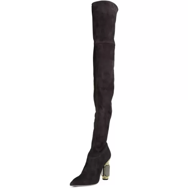 imageFSJ Women Winter Over The Knee Boots Crystal Chunky High Heel Stretch Thigh High Fashion Zipper Long Boots Warm Shoes Size 415 USBlack