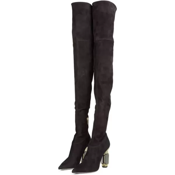imageFSJ Women Winter Over The Knee Boots Crystal Chunky High Heel Stretch Thigh High Fashion Zipper Long Boots Warm Shoes Size 415 USBlack