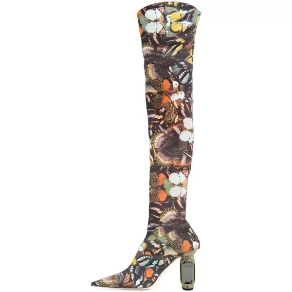 imageFSJ Women Winter Over The Knee Boots Crystal Chunky High Heel Stretch Thigh High Fashion Zipper Long Boots Warm Shoes Size 415 USButterfly