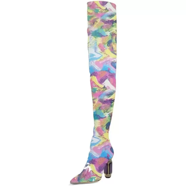 imageFSJ Women Winter Over The Knee Boots Crystal Chunky High Heel Stretch Thigh High Fashion Zipper Long Boots Warm Shoes Size 415 USColorful