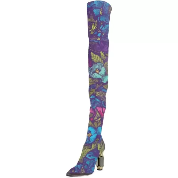 imageFSJ Women Winter Over The Knee Boots Crystal Chunky High Heel Stretch Thigh High Fashion Zipper Long Boots Warm Shoes Size 415 USForest