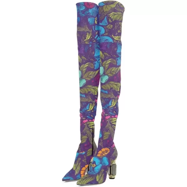 imageFSJ Women Winter Over The Knee Boots Crystal Chunky High Heel Stretch Thigh High Fashion Zipper Long Boots Warm Shoes Size 415 USForest