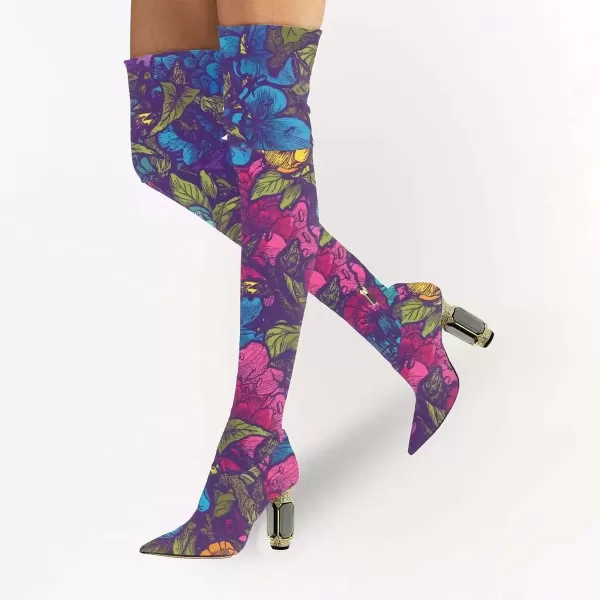 imageFSJ Women Winter Over The Knee Boots Crystal Chunky High Heel Stretch Thigh High Fashion Zipper Long Boots Warm Shoes Size 415 USForest