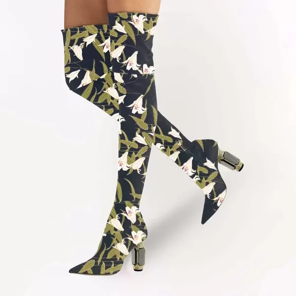 imageFSJ Women Winter Over The Knee Boots Crystal Chunky High Heel Stretch Thigh High Fashion Zipper Long Boots Warm Shoes Size 415 USLily
