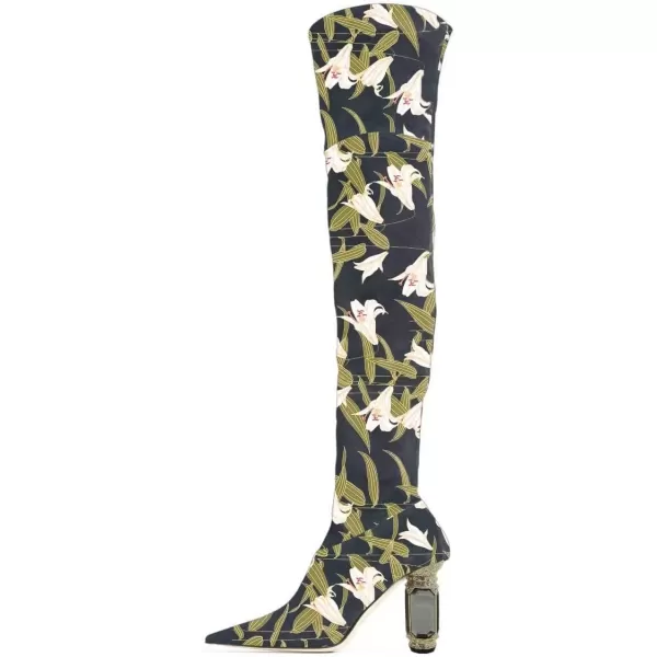 imageFSJ Women Winter Over The Knee Boots Crystal Chunky High Heel Stretch Thigh High Fashion Zipper Long Boots Warm Shoes Size 415 USLily