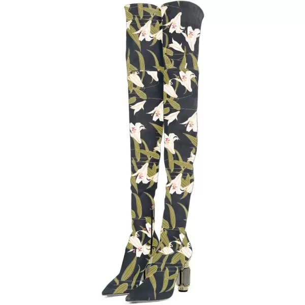 imageFSJ Women Winter Over The Knee Boots Crystal Chunky High Heel Stretch Thigh High Fashion Zipper Long Boots Warm Shoes Size 415 USLily