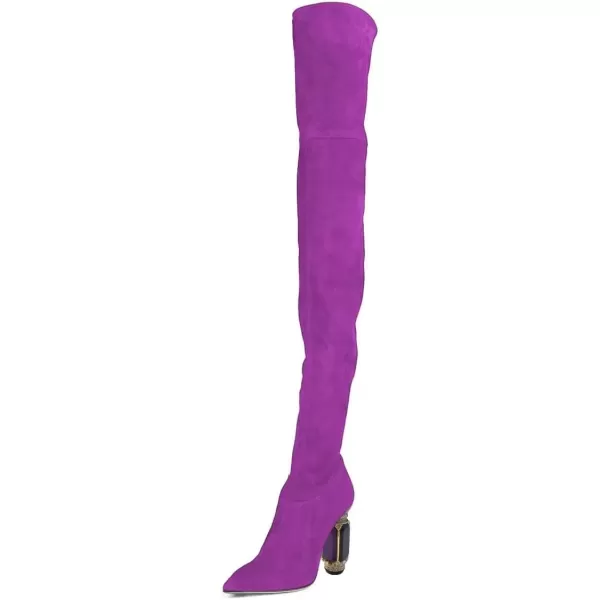 imageFSJ Women Winter Over The Knee Boots Crystal Chunky High Heel Stretch Thigh High Fashion Zipper Long Boots Warm Shoes Size 415 USOrchid