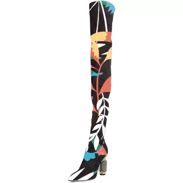 imageFSJ Women Winter Over The Knee Boots Crystal Chunky High Heel Stretch Thigh High Fashion Zipper Long Boots Warm Shoes Size 415 USPlant