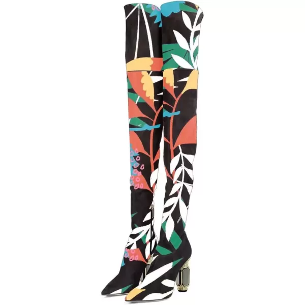 imageFSJ Women Winter Over The Knee Boots Crystal Chunky High Heel Stretch Thigh High Fashion Zipper Long Boots Warm Shoes Size 415 USPlant