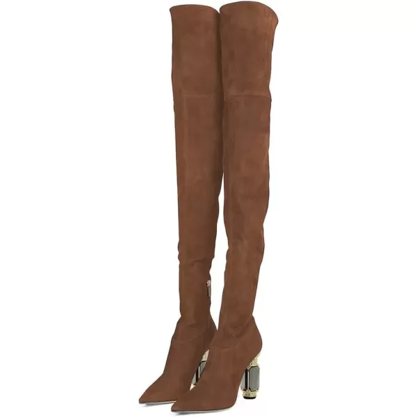 imageFSJ Women Winter Over The Knee Boots Crystal Chunky High Heel Stretch Thigh High Fashion Zipper Long Boots Warm Shoes Size 415 USSienna