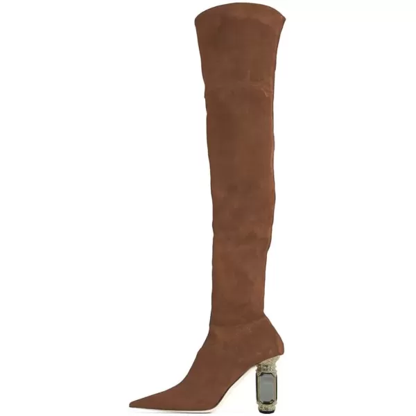 imageFSJ Women Winter Over The Knee Boots Crystal Chunky High Heel Stretch Thigh High Fashion Zipper Long Boots Warm Shoes Size 415 USSienna