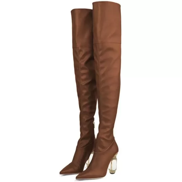 imageFSJ Women Winter Over The Knee Boots Crystal Chunky High Heel Stretch Thigh High Fashion Zipper Long Boots Warm Shoes Size 415 USSienna Pu