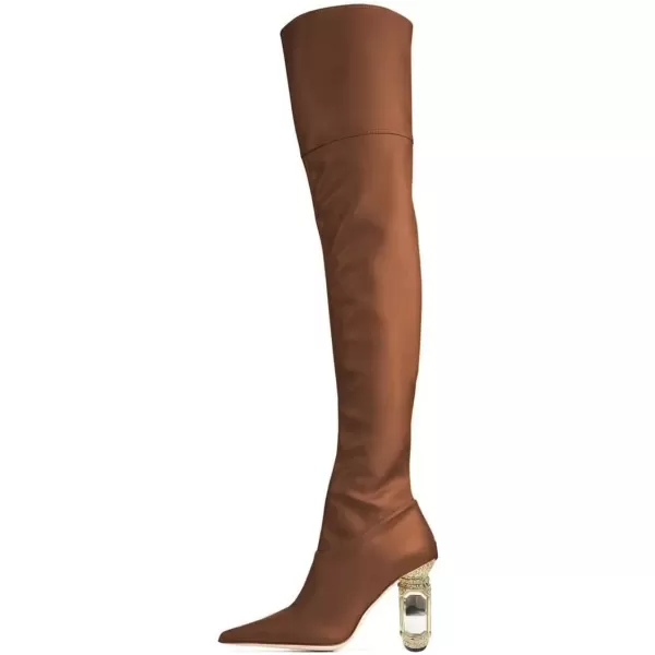 imageFSJ Women Winter Over The Knee Boots Crystal Chunky High Heel Stretch Thigh High Fashion Zipper Long Boots Warm Shoes Size 415 USSienna Pu