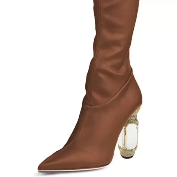 imageFSJ Women Winter Over The Knee Boots Crystal Chunky High Heel Stretch Thigh High Fashion Zipper Long Boots Warm Shoes Size 415 USSienna Pu