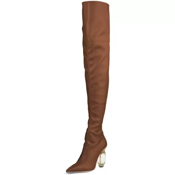 imageFSJ Women Winter Over The Knee Boots Crystal Chunky High Heel Stretch Thigh High Fashion Zipper Long Boots Warm Shoes Size 415 USSienna Pu