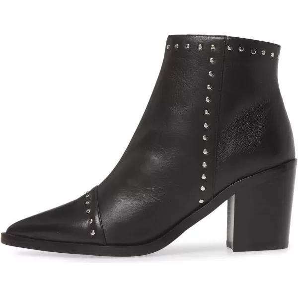 imageFSJ Women Block Low Mid Heels Ankle Boots Pointy Toe Rivets Studs Boots Party Office Shoes with Side Zipper Size 415 USBlack