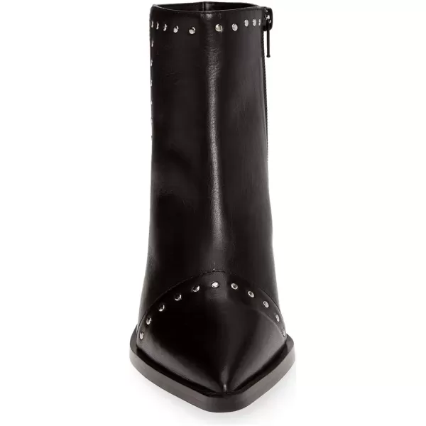 imageFSJ Women Block Low Mid Heels Ankle Boots Pointy Toe Rivets Studs Boots Party Office Shoes with Side Zipper Size 415 USBlack
