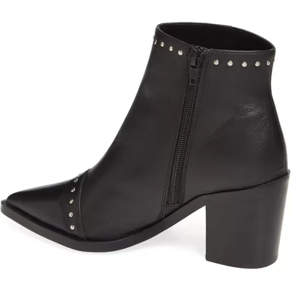 imageFSJ Women Block Low Mid Heels Ankle Boots Pointy Toe Rivets Studs Boots Party Office Shoes with Side Zipper Size 415 USBlack