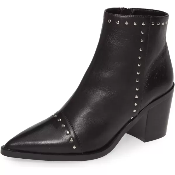 imageFSJ Women Block Low Mid Heels Ankle Boots Pointy Toe Rivets Studs Boots Party Office Shoes with Side Zipper Size 415 USBlack